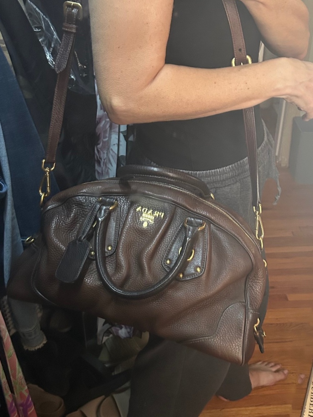 Prada Cervo Antik Leather Bowler Bag - Picture 15 of 16